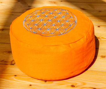 Blume des Lebens Meditationskissen orange mit Buchweizen gefüllt - Kopie