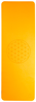 Yogamatte TPE ecofriendly - orange/grau 6mm zweischichtig mit Blume des Lebens