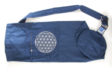 Yoga Tasche mit Blume des Lebens Stickerei blau
