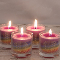 Bougie en verre (fleur de la vie, om, ange)