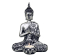 Preview: Buddha mit Kerzenhalter silberfarben