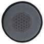 Preview: Coussin rond pour bols chantants gris foncé Fleur de vie ø 15 cm