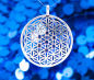 Preview: Blume des Lebens mit blauen Saphiren 925er Silber