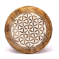 Preview: Petite table d'appoint Fleur de vie impression blanche bois de manguier