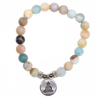 Mala / Bracelet Amazonite - élastique - avec Bouddha