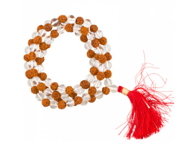 Mala Cristal / Rudraksha AA 8108 mm Qualité PRLN brocart sac