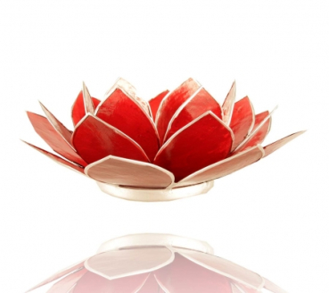 Chakra Lotus lumière capiz shell avec la couleur argentée. Edge, rubi