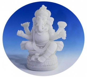 Ganesha blanc albâtre / env résine 17cm