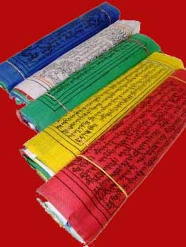5 Tibetische Gebetsfahnen mit Schnur S 12.5x12.5x120 cm