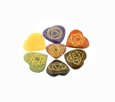 Gemstone Ensemble de 7 pierres Chakra symbole (coeur)