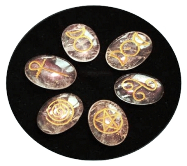 Wicca - Heidnische Symbolsteine Bergkristall 6er Set