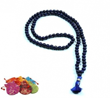 Mala Lapis Lazuli en perles de qualité AA 108 6 mm + sac de brocart