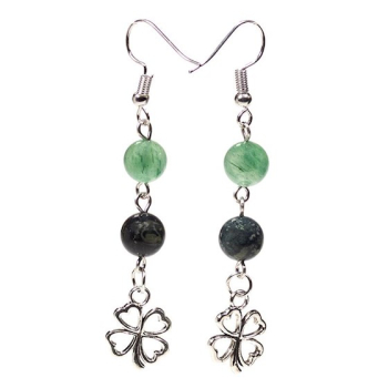 Boucles d'oreilles Kambaba / aventurine verte + trèfle