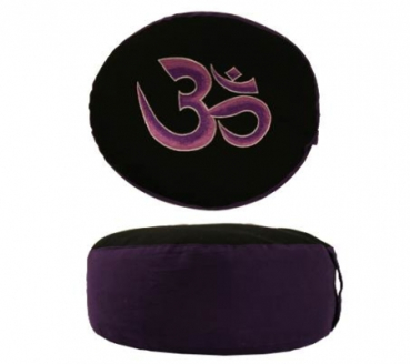Meditationskissen Farben violett·schwarz · Motiv Om · Füllung Buchweizen