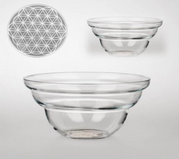 Vital Cotula bol en verre avec la fleur blanche de la vie (23 cm)