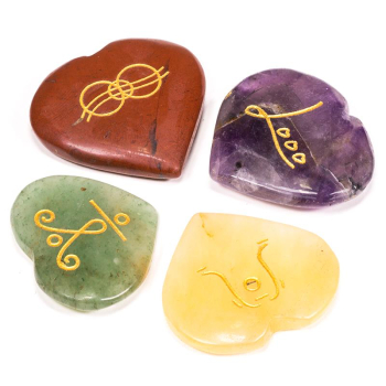 Arc-en-pierres en forme de symbole de Reiki cardiaques jeu de 4