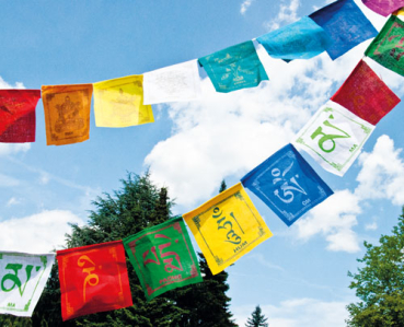 Tibetische Gebetsfahnen Om Mani Padme Hum aus Baumwolle 0,8 m