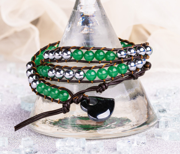 Aimant - bracelet wrap, aventurine verte