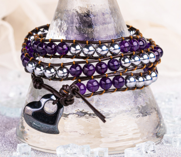 Aimant - bracelet wrap, améthyste