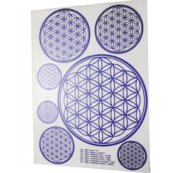 autocollants fleur de vie bleue A4