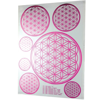 Aufkleber Blume des Lebens pink A4