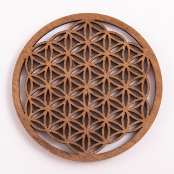 Fleur de vie 14,4 cm, marron foncé, en bois - Kopie
