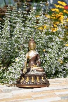 Preview: Buddha Shakyamuni, Messing mit Gold, Silber, Braun Finish