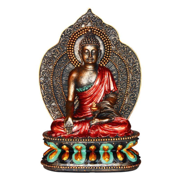 Bouddha des voeux sages polystone cuivré 27,5 cm
