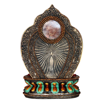 Bouddha des voeux sages polystone cuivré 27,5 cm