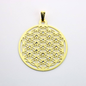 Pendentif fleur de vie laiton / strass transparent Ø 39 mm !!! Seulement 1 article disponibles !!!