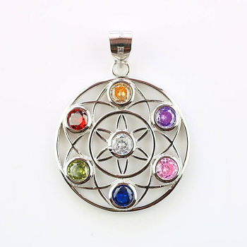 Pendentif chakra fleur de vie argent 925 Ø 25 x 3 mm