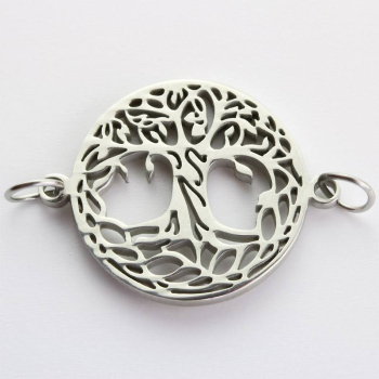 Pendentif connexion Arbre de la vie en filigrane inox Ø 20 mm