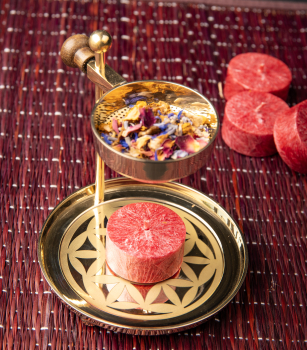 Cendrier à tamis « Fleur de vie », réglable en hauteur, en laiton