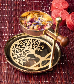 Cendrier à tamis « Arbre de vie », réglable en hauteur, en laiton