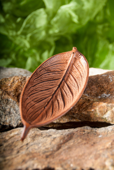 Porte-encens feuille, marron en métal blanc env.25 cm