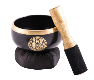 Set bols chantants Flower of Life noir - or