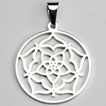 Pendentif fleur de Vénus acier inoxydable argenté Ø 30 mm