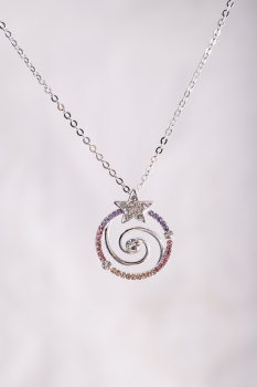 Pendentif étoile spirale avec cristaux multicolores