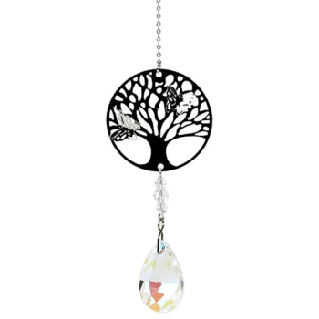 Arbre de vie avec des gouttes de cristal arc-en-ciel blanc - décoration de fenêtre - Kopie