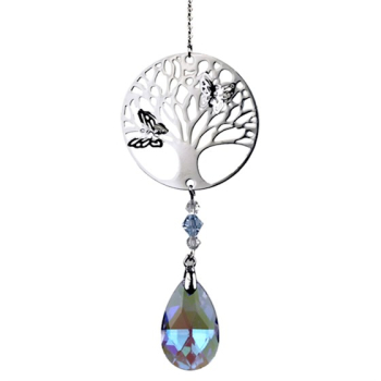 Tree of Life mit Regenbogen-Kristalltropfen weiß - Fensterschmuck - Kopie
