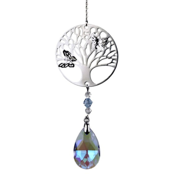 Arbre de vie avec des gouttes de cristal arc-en-ciel blanc - décoration de fenêtre - Kopie