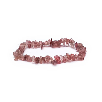 Bracelet élastique éclat de quartz fraise