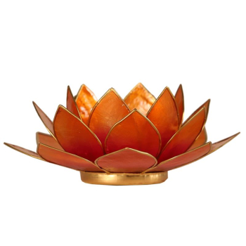 Lotus Teelichthalter orange goldfarbig