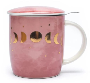 Tasse à thé avec passoire et couvercle phases de lune