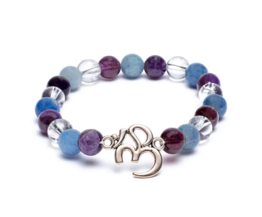 Mala / bracelet améthyste / aventurine / cristal de roche OM