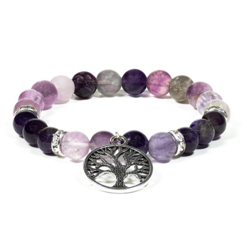 Bracelet en fluorite / améthyste avec arbre de vie - Kopie