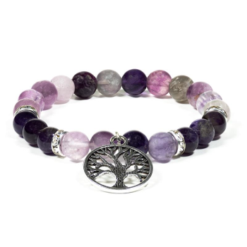 Armband Fluorit/Amethyst mit Baum des Lebens - Kopie