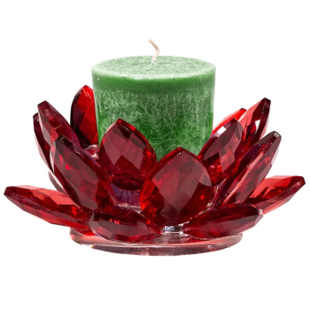 Bougeoir Lotus cristal rouge