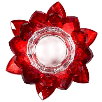 Bougeoir Lotus cristal rouge