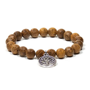 Mala/bracelet bois wengé élastique arbre de vie